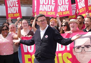 Greater Manchester Mayor and Labour Party candidate Andy Burnham greets supporters at the Labour campaign HQ at Stubshaw Cross Community and Sports Club on 18 June 2026 in Ashton-in-Makerfield, England.
