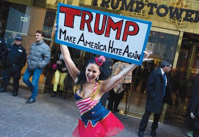 Anti-Donald Trump protestors demonstrating outside Trump Tower, New York