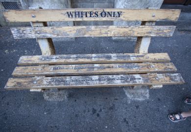 A "whites only" bench in Cape Town