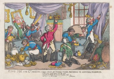 King Joe and Co. Making the Most of Their Time Previous to Quitting Madrid, by Thomas Rowlandson
