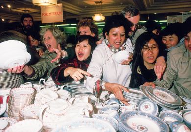 Shoppers jostle for a bargain