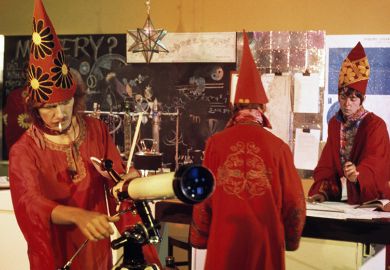 George Harrison, Ringo Starr and Paul McCartney in costume while filming "Magical Mystery Tour" in Maidstone, England circa September, 1967. Harrison is looking at a telescope. To illustrate Beatles lyrics being used in scientific papers. George Harrison, Ringo Starr and Paul McCartney in costume while filming "Magical Mystery Tour" in Maidstone, England circa September, 1967. Harrison is looking at a telescope. To illustrate Beatles lyrics being used in scientific papers.