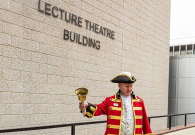The Bellman of Essex University in Colchester. As an illustration of the new ResearchPlus group of universities attempting to find a collective voice and enhance visibility with government and the wider public.