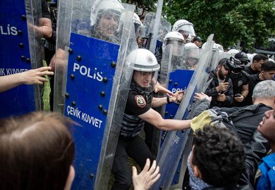 Students, labour unions and civil society groups clashed with riot police after Istanbul Bilgi University was ordered to shut down by presidential decree on 22 May 2026. Students, labour unions and civil society groups clashed with riot police after Istanbul Bilgi University was ordered to shut down by presidential decree on 22 May 2026.