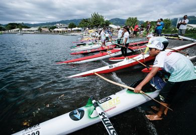 Competitors at the va’a world championship in Papeete