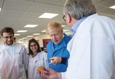 Boris Johnson visits the Mologic Laboratory in March 2020