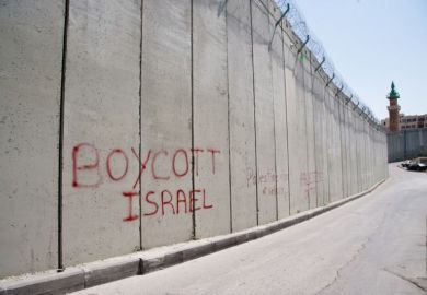 'Boycott Israel' graffiti on Israeli separation wall 'Boycott Israel' graffiti on Israeli separation wall illustrating review of ‘Conflict Graffiti: From Revolution to Gentrification’ by John Lennon