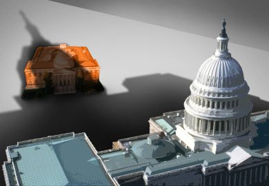 A photo illustration of the U.S. Capitol casting a shadow.