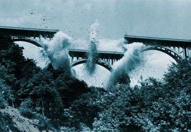 Demolition of bridge, to illustrate the impact of any changes to the graduate visa route by the UK government