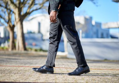 Businessman feet walking Businessman feet walking