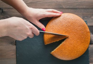 Cake being cut equally