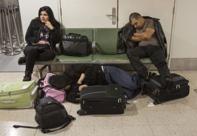 Cancelled flight passengers, Heathrow Airport, London, 2012