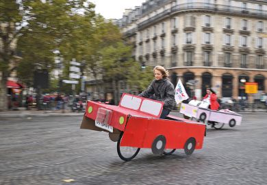 Bicycle decorated as car