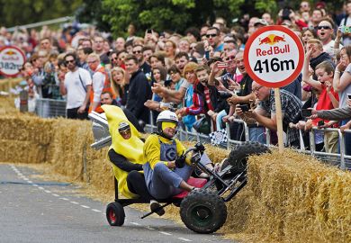 go-kart crashes into hay bales
