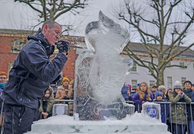 An artist carves an ice sculpture - to illustrate how a tuition fee cap could threaten foundation courses