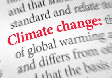 A book containing a definition of climate change illustrating an op-ed about an exhibition bringing humanities and sciences together during. COP26