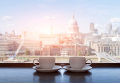 Coffee cups overlooking St Pauls, London