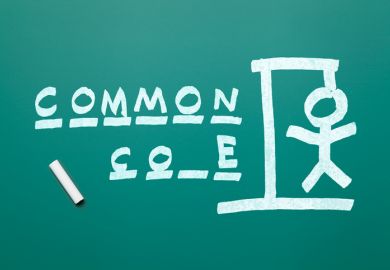 A blackboard with "common core" written on it