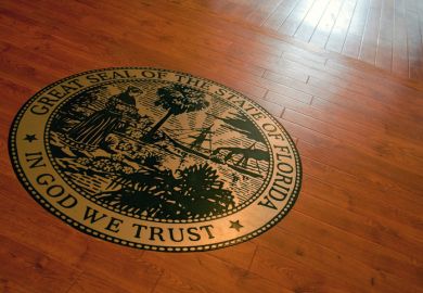 Courtroom seal of Florida illustrating news article about voting rights