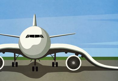 Illustration of an airplane with floppy wings