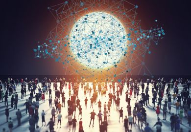 Crowd walking towards sun with data elements to illustrate more universities being involved in the rankings and new datasets Crowd walking towards sun with data elements to illustrate more universities being involved in the rankings and new datasets