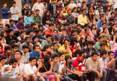 Crowd of Indian students