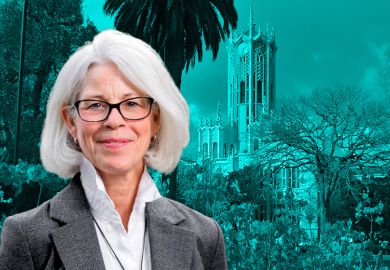 Dawn Freshwater with the University of Auckland in the background.