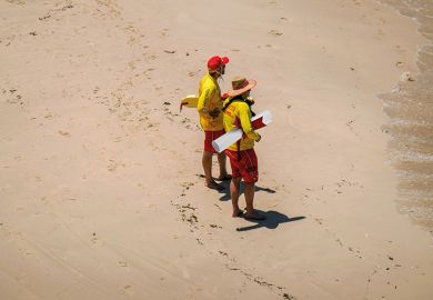 Two lifeguards on Australian beach