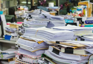 Documents stacked high