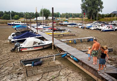 Leisure boats lie on the dried up bottom of Beusichem Marina as water levels in Dutch rivers are reaching critically low levels in the Netherlands. To illustrate that the flow of international students to visa crunch nations has declined.
