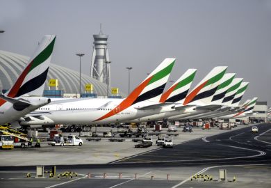 Emirates Airline aircraft tails at Dubai International