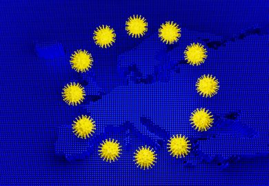 istock European flag with coronavirus A European flag with the coronavirus replacing the stars