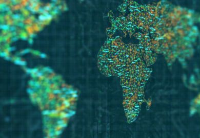 A map showing Europe and Africa with digital links