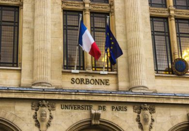 Facade of Sorbonne in Paris