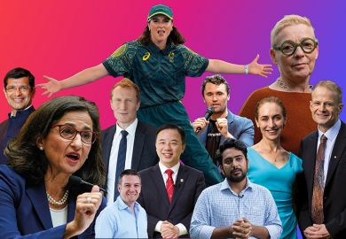 Faces of 2024. Montage of people who shaped higher education headlines this year: Shitij Kapur, Baroness Shafik, Marc Miller, Brian Bell, Rachael Gunn, Xiang Zhang, Charlie Kirk, Nahid Islam, Jo Phoenix and Richard Scolyer with Georgina Long.