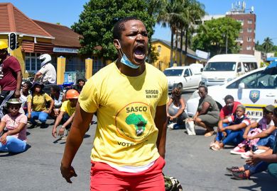 Kwanele Mkhize,  coordinator of SASCO Umgungundlovu during the KZN Fees Must Fall Movement on 15 March, 2021 in Pietermaritzburg, South Africa.