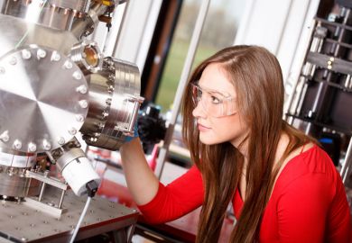 Female student working in a laboratory