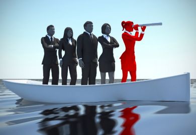 A woman leads a group