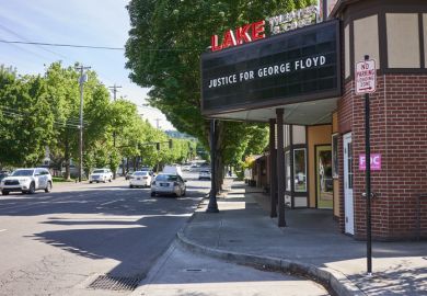 istock George Floyd The cinema billboard of a local theater in Lake Oswego, Oregon, has been changed to support the nationwide protest demanding justice for George Floyd.