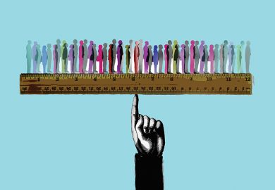 Finger pointing to horizontal ruler holding a lot of people