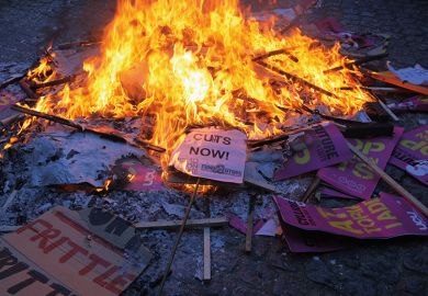 Placards on fire