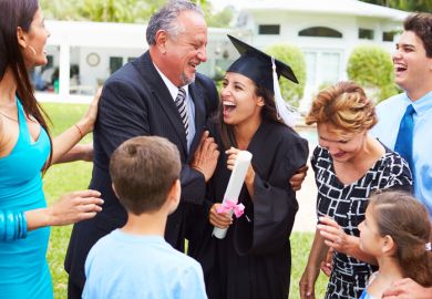 A family celebrates a graduation A family celebrates a graduation illustrating opinion article about support ‘first in family’ students in higher education