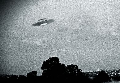 A flying saucer in the night sky