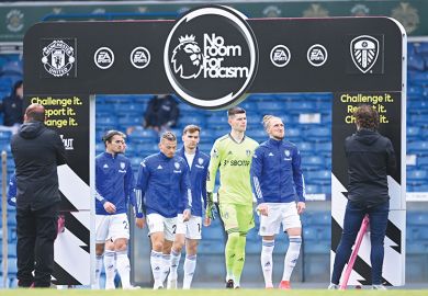 ‘No room for racism’ board at Premier League match between Leeds United and Manchester United ‘No room for racism’ board at Premier League match between Leeds United and Manchester United