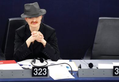 Franziska Brantner disguised as man, European Parliament, Strasbourg