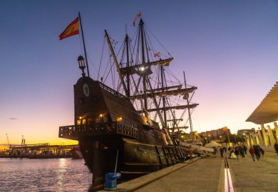 A replica Spanish galleon A replica Spanish galleon, symbolising imperial languages