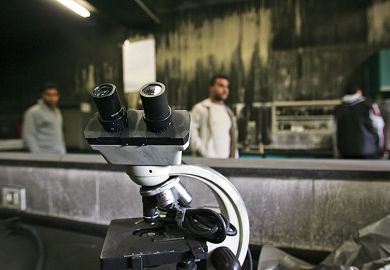 A microscope on a Gazan background