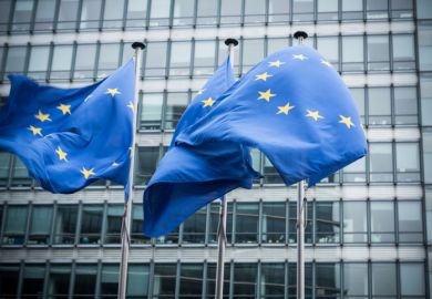 European flags in front of the European Commission headquarters in Brussels, Belgium