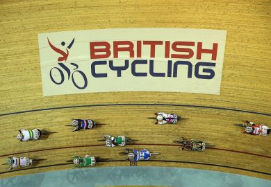 An overhead view of the Women's Points race during day four of the 2013 UCI Juniors Track World Championships at the Sir Chris Hoy Velodrome on August 10, 2013 in Glasgow, Scotland