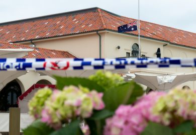 The Australian flag flies at half-mast outside the Bondi Pavilion in tribute to the victims of a terrorist attack on the Jewish community The Australian flag flies at half-mast outside the Bondi Pavilion in tribute to the victims of a terrorist attack on the Jewish community